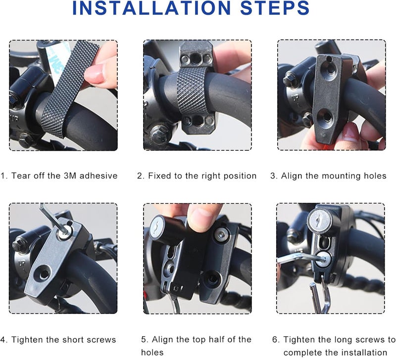 KVAEY Motorcycle Helmet Lock, Aluminum Alloy Anti Theft Helmet Security Locks, Universal Tamper-Proof Helmet Locks for Motorbike Scooter Bike, Motorcycle Accessories (2PCS, Helmet Lock+Cable) - Image 5